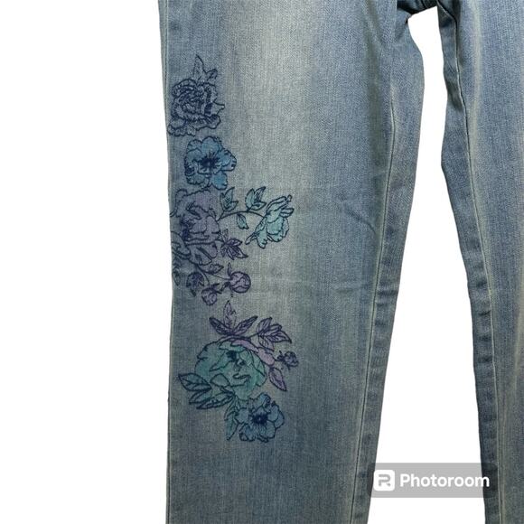 Sundance Magnolia Fit Floral Skinny Jeans Embroidered Blue Denim Mid Rise 30 - Picture 5 of 12